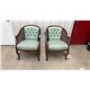Image 1 : Pair of Tufted Barrel Back Armchairs