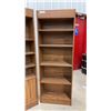 Image 2 : Three Wood Bookcases, One with Two-Door Cabinet and Blue Snowflake Knobs 25 × 10 × 68