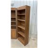Image 3 : Three Wood Bookcases, One with Two-Door Cabinet and Blue Snowflake Knobs 25 × 10 × 68