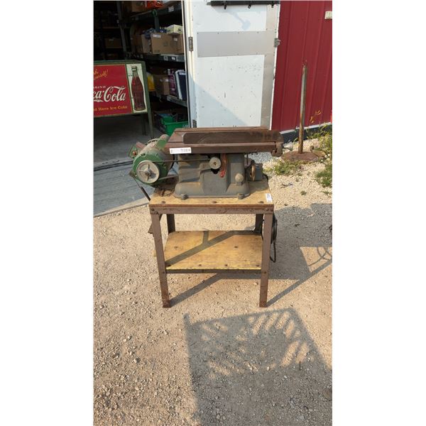 Doerr Farm Duty 1 HP AC Motor and Table Saw on Metal Stand