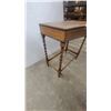 Image 4 : Antique Oak Parlor Console Table with Barley Twist Legs and Hinged Storage Top 28”×25.6”×15.6”