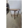 Image 1 : Vintage Wooden Demilune Console Table With Turned Legs and H-Stretcher Base 24”×22”×11”