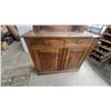 Image 2 : Antique Victorian Carved Oak Sideboard Buffet with Mirrored Hutch, 73” × 45” × 18”