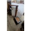 Image 1 : Antique Wooden Platform Warehouse Scale with Cast Iron Wheeled Base