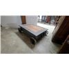 Image 5 : Antique Wooden Platform Warehouse Scale with Cast Iron Wheeled Base