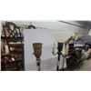 Image 2 : Pair of Vintage Brass Floor Lamps Including Torchiere with Milk Glass Shade and Candelabra Arms