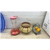 Image 3 : Cobalt Blue plastic picnic set Platter, Bowls, Plates, Thermometers, Pottery Vases, Humming Bird