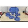Image 5 : Cobalt Blue plastic picnic set Platter, Bowls, Plates, Thermometers, Pottery Vases, Humming Bird
