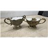 Image 4 : Assorted Silverplate and Brass Flatware, Candlesticks, Bowls, Creamer and Sugar