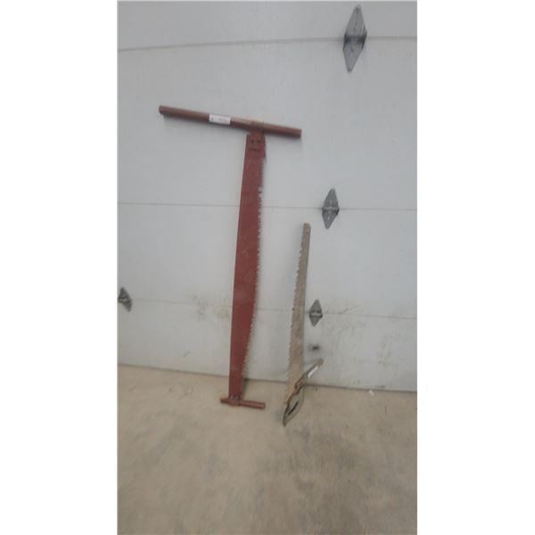 Vintage Two-Person Crosscut Logging Saw and One-Person Felling Saw
