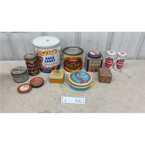 Vintage Advertising Tins Including Lowney's Hard Candy, York Peanut Butter, Planters
