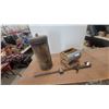 Image 1 : Antique Wooden Box-Style Butter Churn with Metal Enclosure and Paddle Crank Mechanism