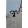 Image 1 : Rustic Western Wagon Wheel Pedestal Table with Black Metal Base 30” hgt.and 42” diameter