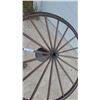 Image 3 : Rustic Western Wagon Wheel Pedestal Table with Black Metal Base 30” hgt.and 42” diameter