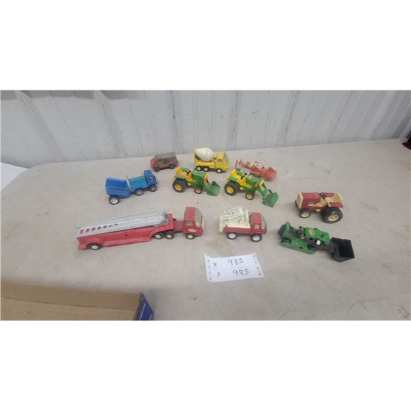 Vintage Tonka Pressed Steel Toy Vehicles Including Car Carrier, Cement Mixer, Loader