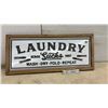 Image 1 : Framed "Laundry Sucks Since 1957 Wash Dry Fold Repeat" Decorative Wood and Metal Sign, 10 × 23”