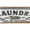 Image 2 : Framed "Laundry Sucks Since 1957 Wash Dry Fold Repeat" Decorative Wood and Metal Sign, 10 × 23”