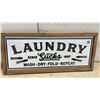 Image 4 : Framed "Laundry Sucks Since 1957 Wash Dry Fold Repeat" Decorative Wood and Metal Sign, 10 × 23”