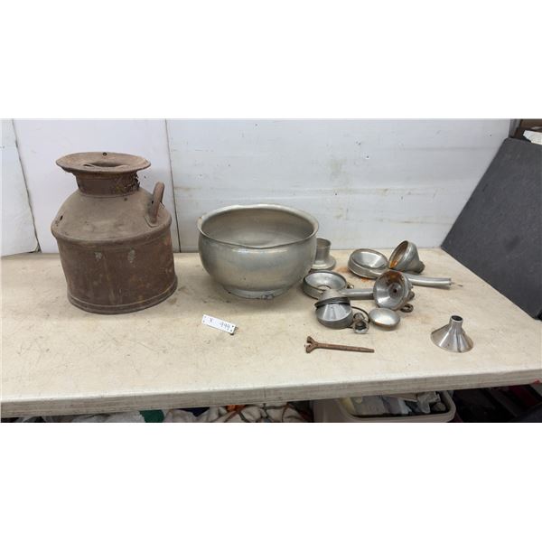 Antique Metal Milk Can and Cream Separator Parts
