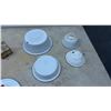 Image 6 : Assorted Enamelware: Orange Pot, Colander, 2 Containers with lids, Bowls Pans
