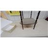 Image 2 : Antique Wooden Basin Washstand with Barley Twist Legs, Octagonal Top, and Lower Shelf
