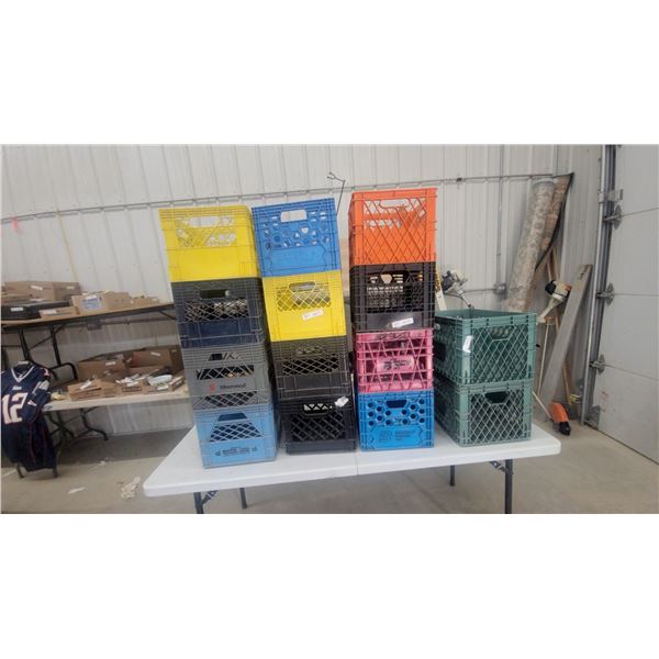 14 Plastic Milk Crates, Stacking, Great Storage Organizers