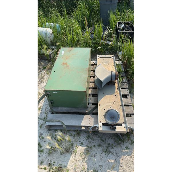 Vintage Military Police Roof Bar with Siren and Light, and Metal Cabinet