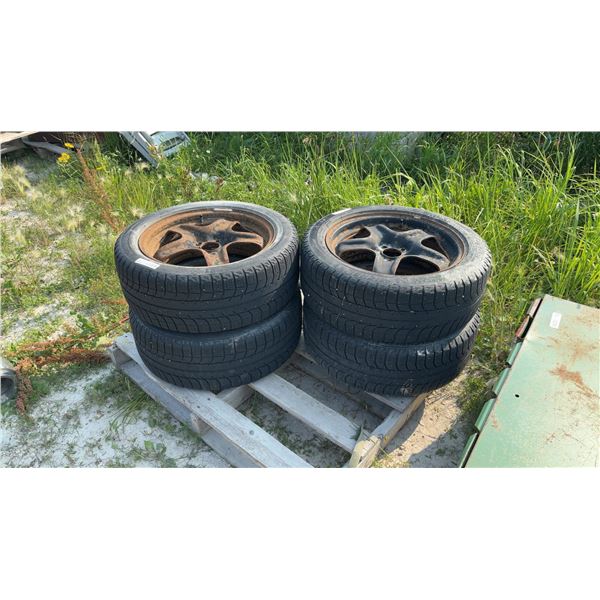 Four Michelin X-Ice Studless Winter Tires on Steel Rims, 225/50R17, 5-Lug Bolt Pattern