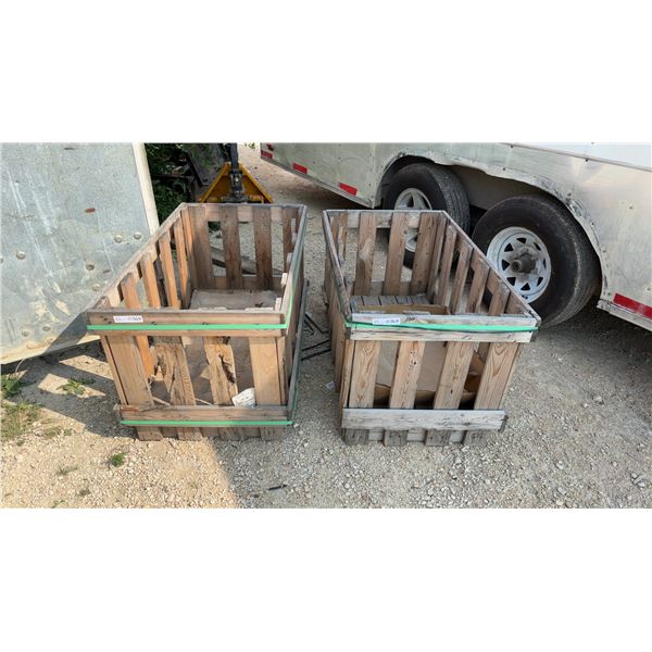 Two Wood Crates with Green Strapping 43 × 25 × 23