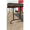 Image 4 : Folding Wood Top Table with Backsplash and Metal Legs 84 × 27