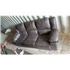 Image 1 : Brown Reclining Leather / Leather Style Sofa 85”