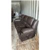 Image 2 : Brown Reclining Leather / Leather Style Sofa 85”
