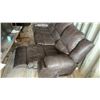 Image 4 : Brown Reclining Leather / Leather Style Sofa 85”