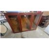 Image 1 : Vintage Reddish-Brown Wooden Three-Tier Glass Door Display Cabinet