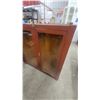 Image 3 : Vintage Reddish-Brown Wooden Three-Tier Glass Door Display Cabinet