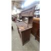 Image 2 : Antique Victorian Wooden Sideboard Buffet with Mirrored Hutch, Two Drawers, and Two Cabinet Doors
