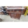 Image 7 : Antique Victorian Wooden Sideboard Buffet with Mirrored Hutch, Two Drawers, and Two Cabinet Doors