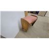 Image 4 : Vintage Art Deco Curved Wood Vanity Bench with Pink Upholstered Seat
