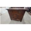Image 3 : Antique Wooden Washstand with Two-Door Cabinet, Backsplash, and Towel Bar