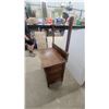 Image 6 : Antique Wooden Washstand with Two-Door Cabinet, Backsplash, and Towel Bar
