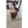 Image 7 : Antique Wooden Washstand with Two-Door Cabinet, Backsplash, and Towel Bar
