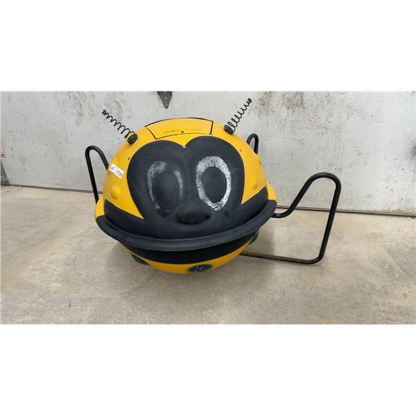 Bumble Bee-Themed Garbage Can with "PUSH HERE" Lid and Handles