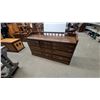 Image 1 : Chinese-Style Wooden Apothecary Cabinet with Brass Pulls and Spindle Rail Top 36” × 64” × 19”