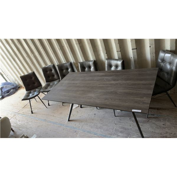 Dining Table and 6 Tufted Faux Leather Dining Chairs