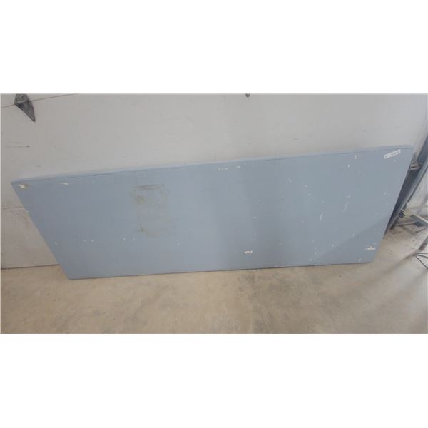 Wooden Folding Table with Light Blue Painted Top and Metal Folding Legs 33” × 97”