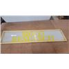 Image 1 : Vintage Sigco Research Framed Glass Advertising Sign, Yellow Lettering on White 10” × 48”