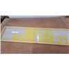 Image 2 : Vintage Sigco Research Framed Glass Advertising Sign, Yellow Lettering on White 10” × 48”