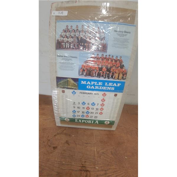 Vintage 1975 Maple Leaf Gardens Export "A" Hockey Wall Calendar with Team Photos 16” × 25”
