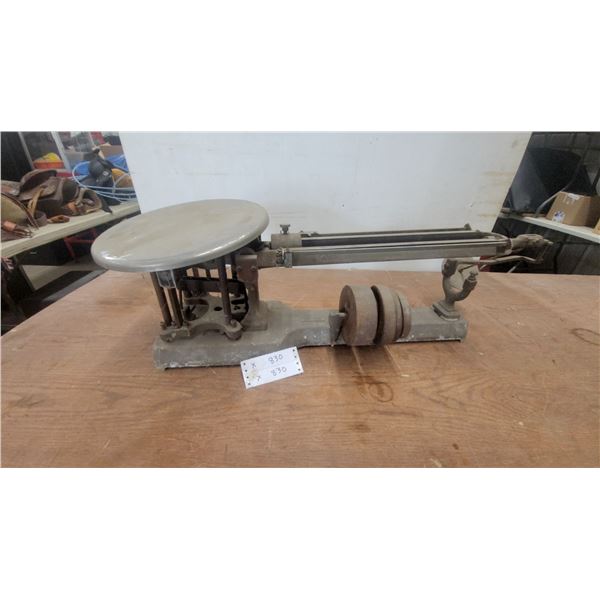 Antique Howe Scale Company Cast Iron Compound Lever Platform Beam Scale with Counterweights