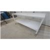 Image 4 : White Two-Tier Industrial Table with Metal Frame and Casters